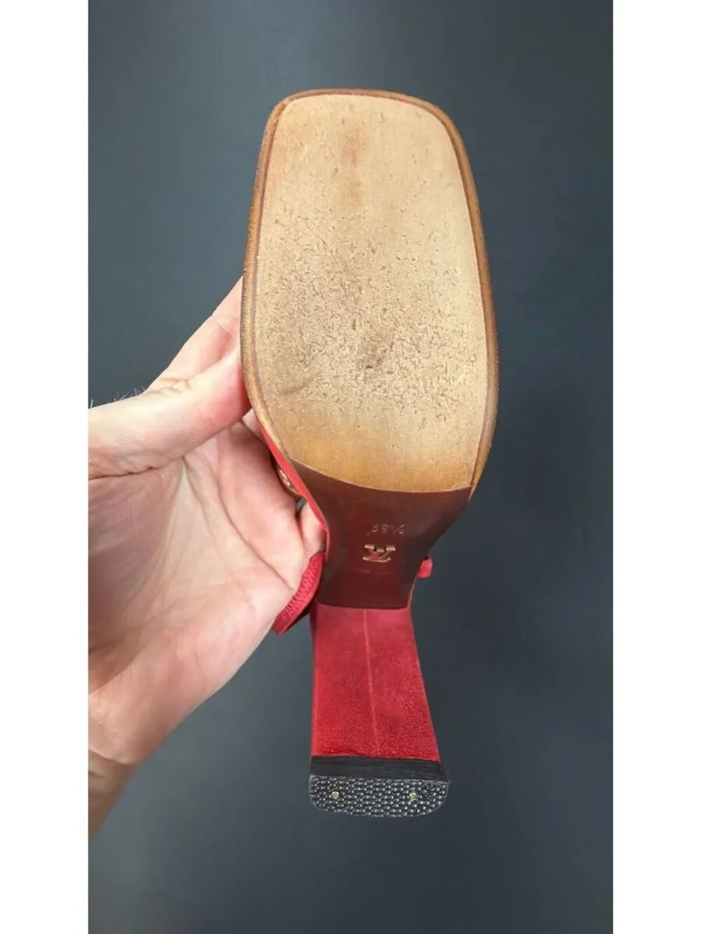 Louis Vuitton Red Sling Back Heel Size 36.5